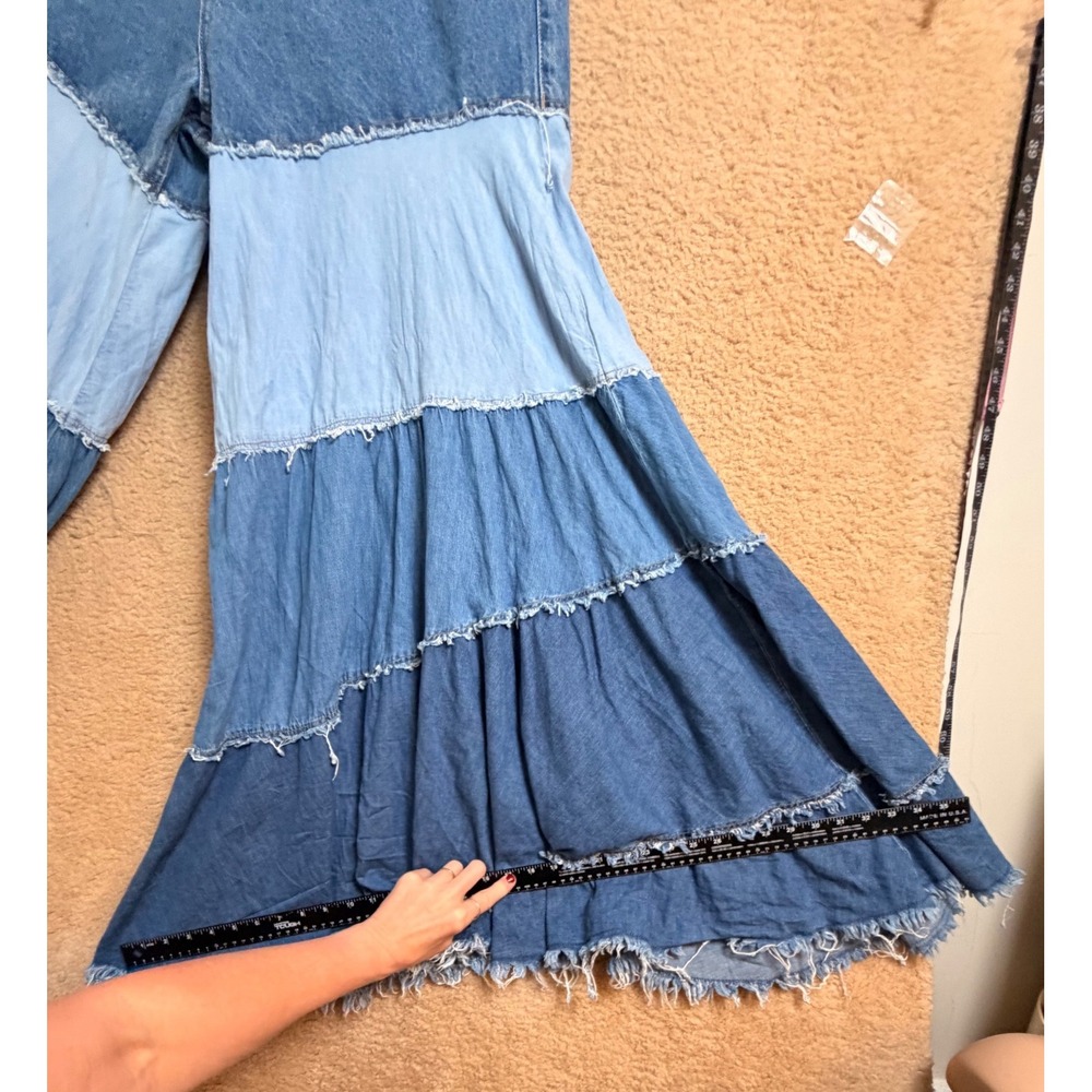 Free People We The Free Dreamscape Tiered Denim Wide Leg Jeans 33 - Picture 14 of 16